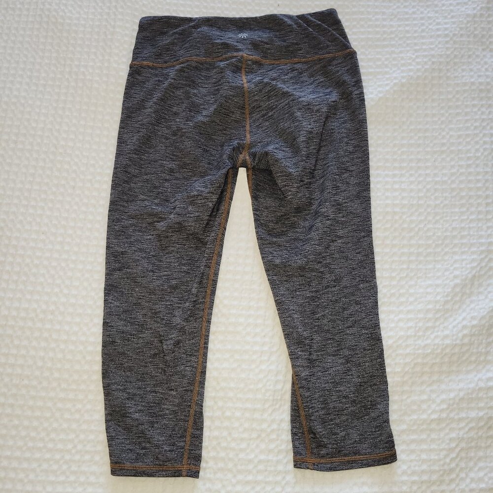 Athleta Medium Leggings Gray with Orange Stitching Pants Heathered Tapered
